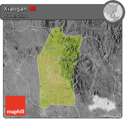 Satellite Map of Xiaogan, desaturated
