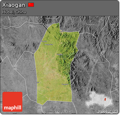 Satellite Map of Xiaogan, desaturated