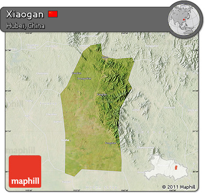 Satellite Map of Xiaogan, lighten