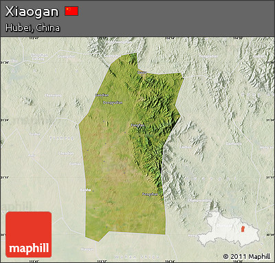 Satellite Map of Xiaogan, lighten
