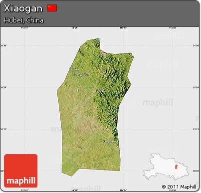 Satellite Map of Xiaogan, single color outside
