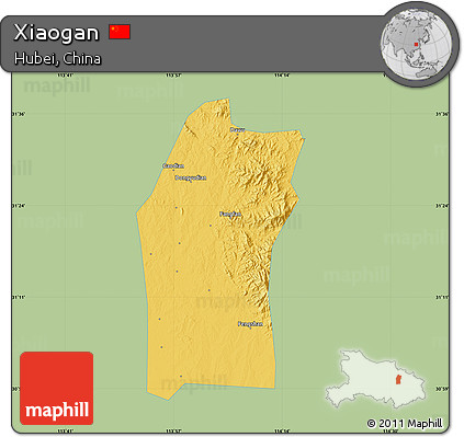 Savanna Style Map of Xiaogan, single color outside