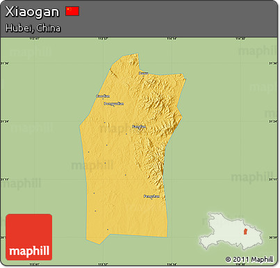 Savanna Style Map of Xiaogan, single color outside
