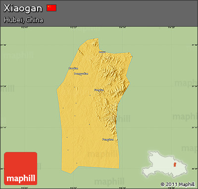 Savanna Style Map of Xiaogan, single color outside