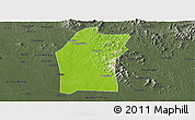 Physical Panoramic Map of Xiaogan, darken, semi-desaturated