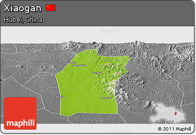 Physical Panoramic Map of Xiaogan, desaturated