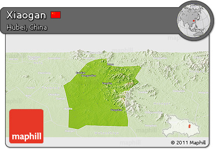 Physical Panoramic Map of Xiaogan, lighten