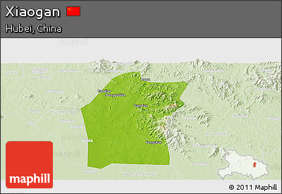 Physical Panoramic Map of Xiaogan, lighten