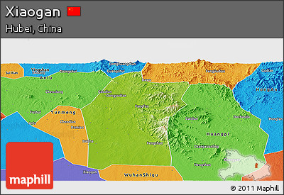 Physical Panoramic Map of Xiaogan, political outside