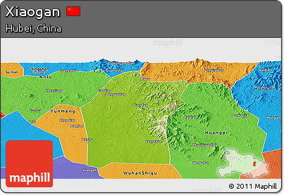 Physical Panoramic Map of Xiaogan, political outside