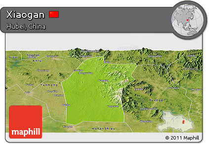 Physical Panoramic Map of Xiaogan, satellite outside