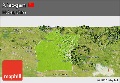 Physical Panoramic Map of Xiaogan, satellite outside