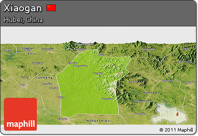 Physical Panoramic Map of Xiaogan, satellite outside
