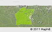 Physical Panoramic Map of Xiaogan, semi-desaturated