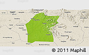 Physical Panoramic Map of Xiaogan, shaded relief outside