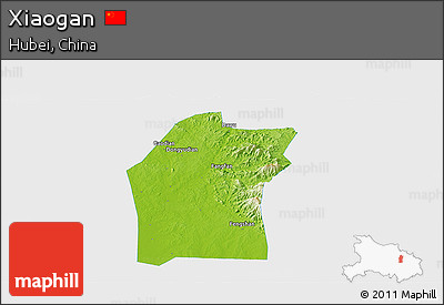Physical Panoramic Map of Xiaogan, single color outside