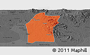 Political Panoramic Map of Xiaogan, darken, desaturated
