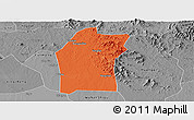 Political Panoramic Map of Xiaogan, desaturated