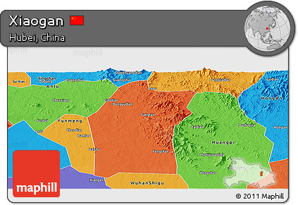 Political Panoramic Map of Xiaogan