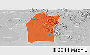 Political Panoramic Map of Xiaogan, lighten, desaturated