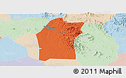 Political Panoramic Map of Xiaogan, lighten