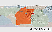 Political Panoramic Map of Xiaogan, lighten, semi-desaturated