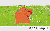 Political Panoramic Map of Xiaogan, physical outside