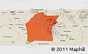 Political Panoramic Map of Xiaogan, shaded relief outside