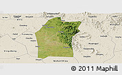 Satellite Panoramic Map of Xiaogan, shaded relief outside