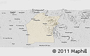 Shaded Relief Panoramic Map of Xiaogan, desaturated