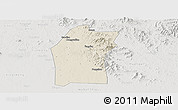 Shaded Relief Panoramic Map of Xiaogan, lighten, semi-desaturated