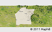 Shaded Relief Panoramic Map of Xiaogan, satellite outside