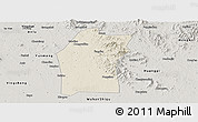 Shaded Relief Panoramic Map of Xiaogan, semi-desaturated