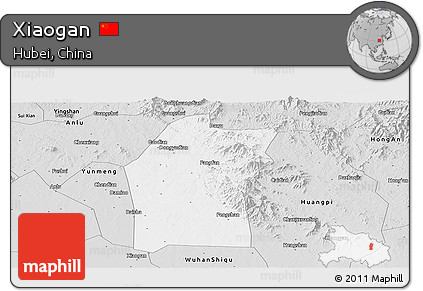 Silver Style Panoramic Map of Xiaogan
