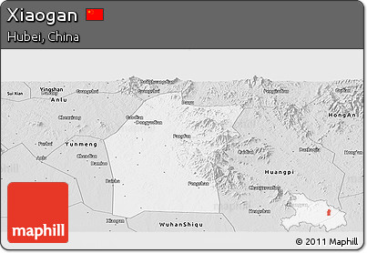 Silver Style Panoramic Map of Xiaogan