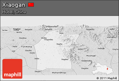 Silver Style Panoramic Map of Xiaogan