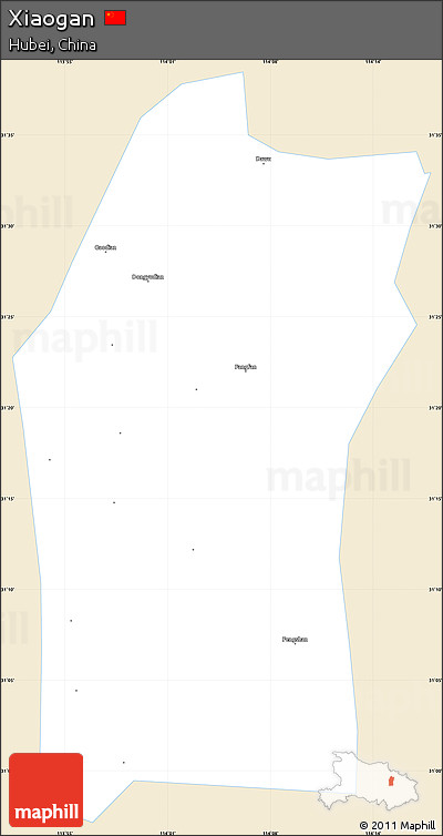 Classic Style Simple Map of Xiaogan, single color outside