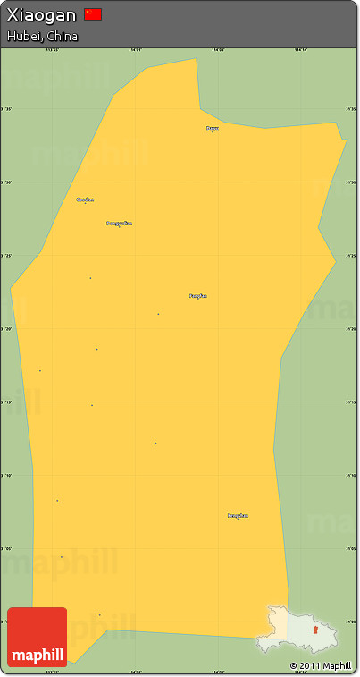 Savanna Style Simple Map of Xiaogan, single color outside
