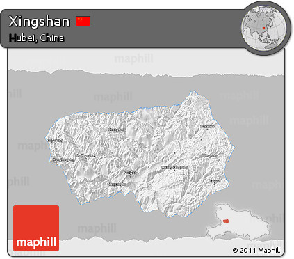 Gray 3D Map of Xingshan, single color outside