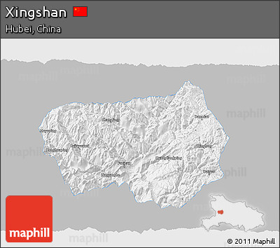 Gray 3D Map of Xingshan, single color outside