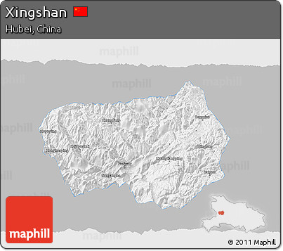Gray 3D Map of Xingshan, single color outside