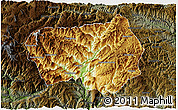 Physical 3D Map of Xingshan, darken