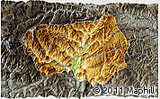 Physical 3D Map of Xingshan, darken, semi-desaturated