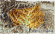 Physical 3D Map of Xingshan, semi-desaturated