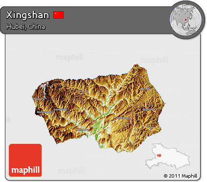 Physical 3D Map of Xingshan, single color outside