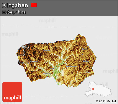 Physical 3D Map of Xingshan, single color outside