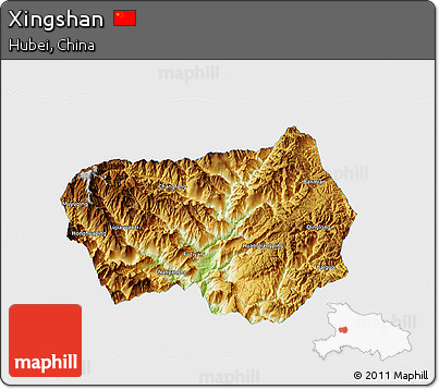 Physical 3D Map of Xingshan, single color outside