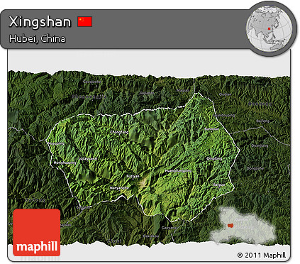 Satellite 3D Map of Xingshan, darken