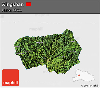 Satellite 3D Map of Xingshan, single color outside