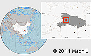 Gray Location Map of Xingshan, highlighted country, highlighted parent region, hill shading